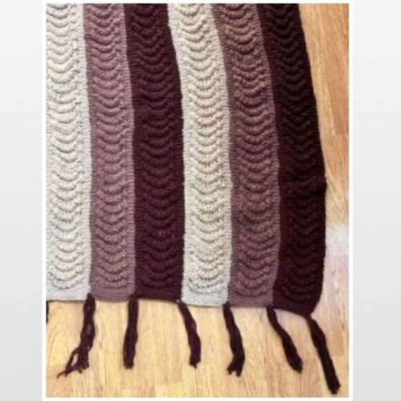 Vintage Hand Crochet Striped Home Blanket - Picture 7 of 15